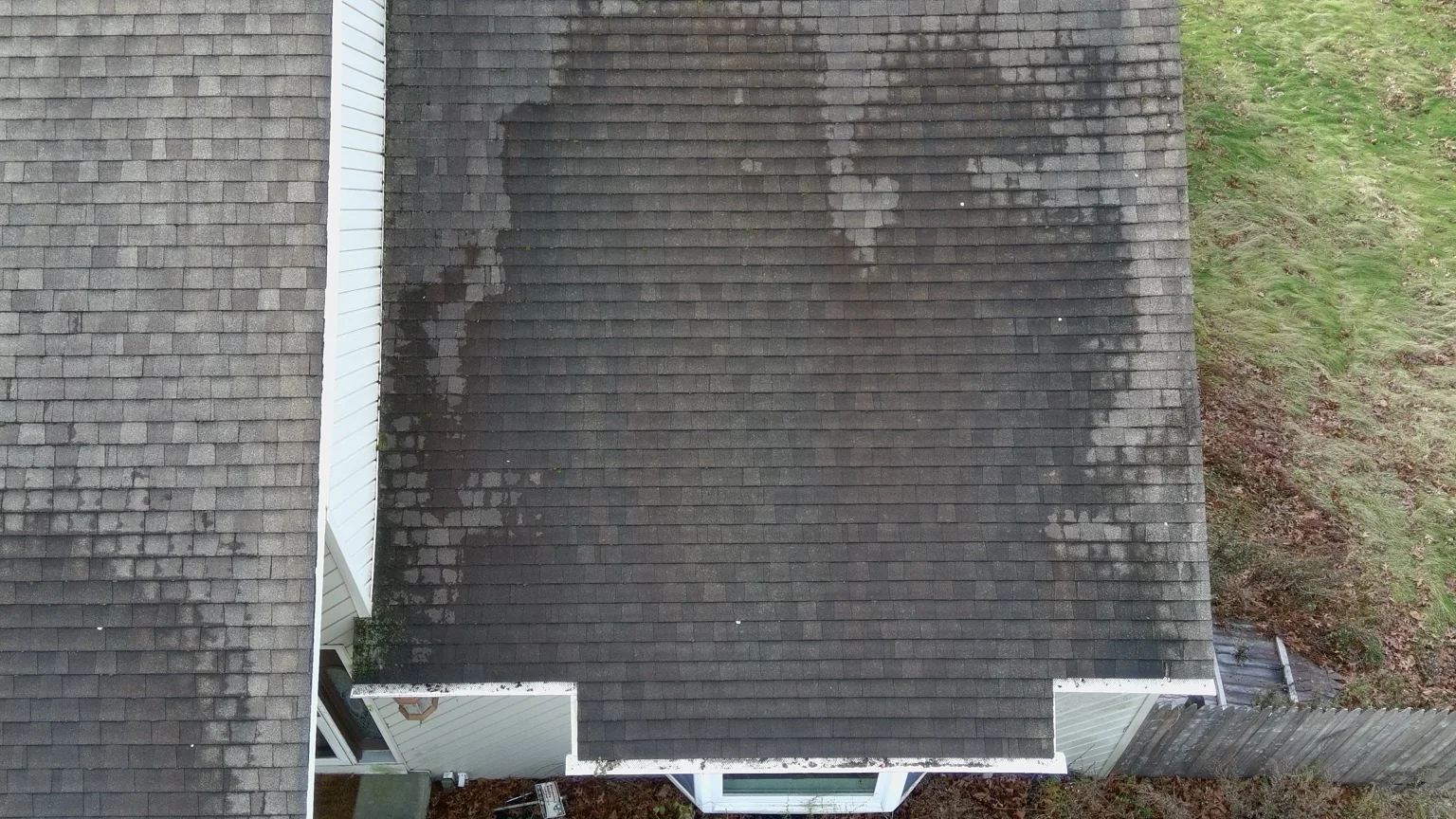 Patched valley / moisture retention found during roof inspection in Coram, NY